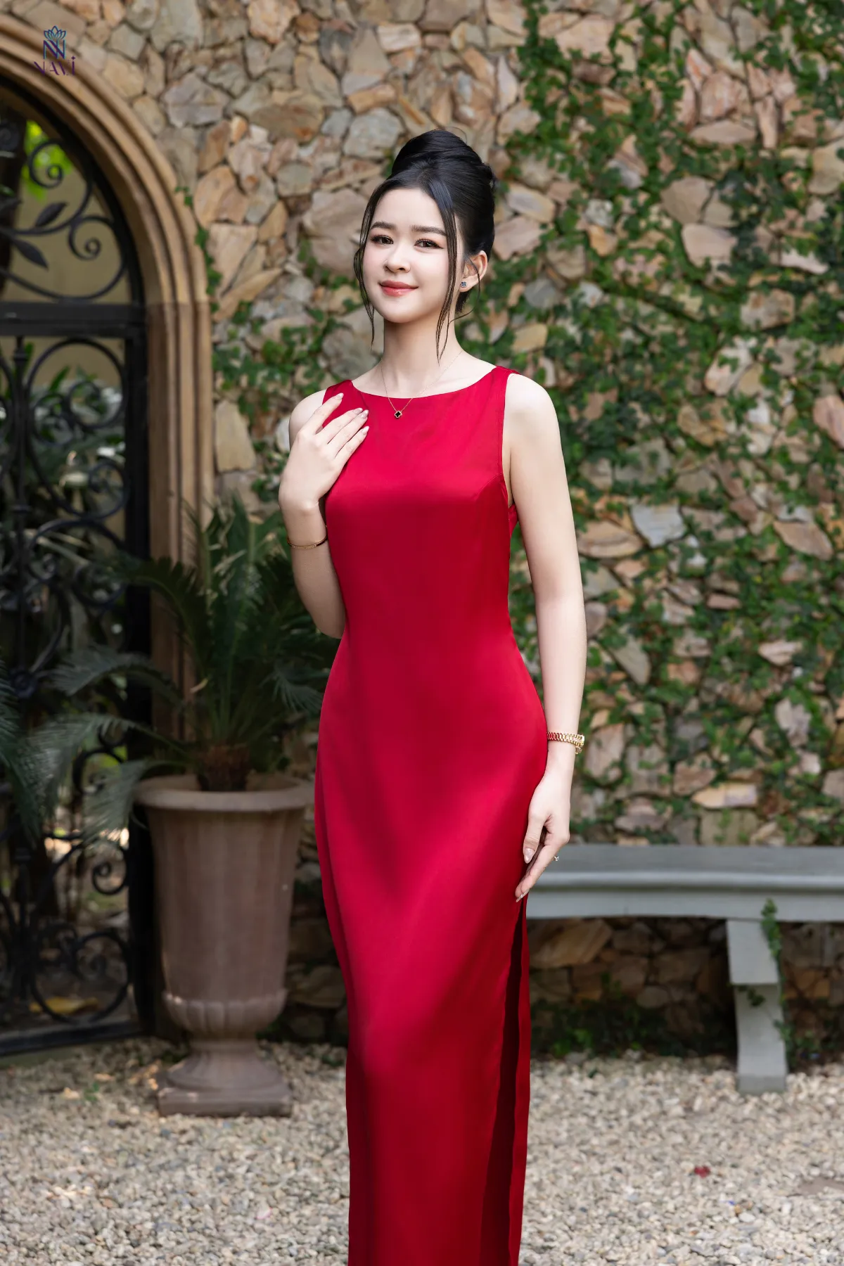 Đầm lụa dáng dài tôn dáng, đi tiệc, thiết kế đẹp NaviFa