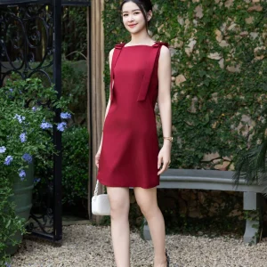Đầm tiểu thư dáng ngắn phối nơ vai điệu đà, dễ thương NaviFa