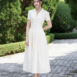 Đầm váy dài chấm bi tiểu thư NaviFa