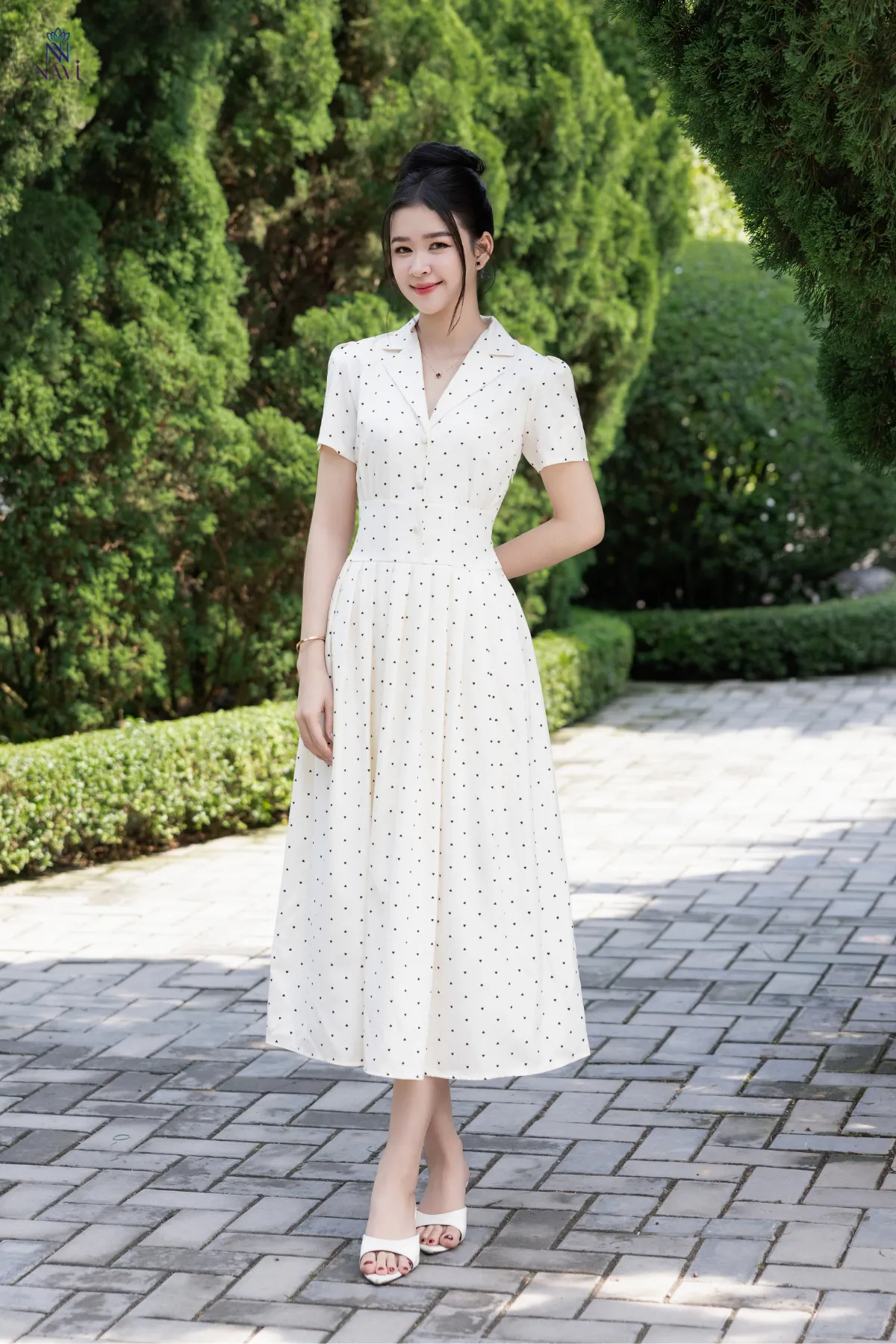 Đầm váy dài chấm bi tiểu thư NaviFa